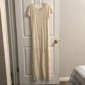 Floor length cream lace dress